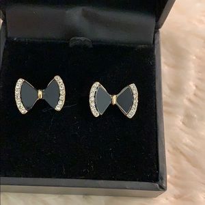 💜💜💜 3/$30 Black bow tie earrings! So smart! #A406